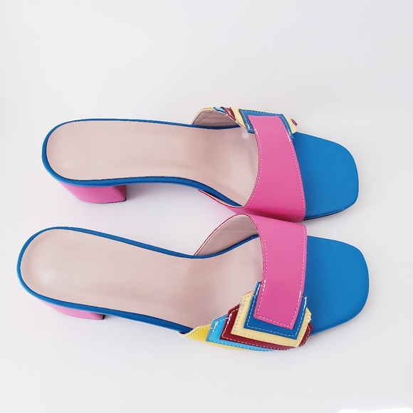 Colorful Color Block Slip-on Sandals - Picture 4 of 15